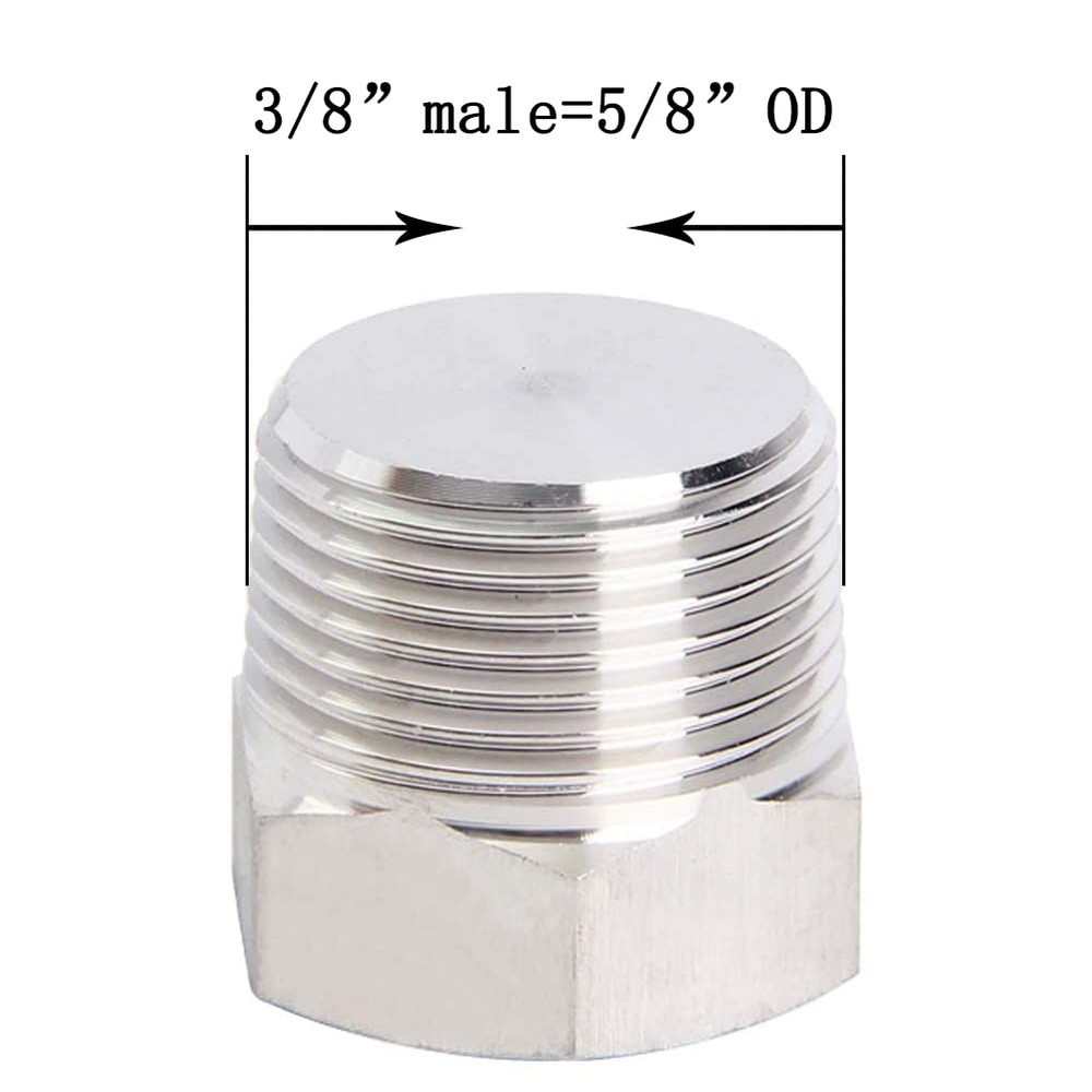 Joywayus 4Pcs Stainless Steel Outer Hex Thread Socket Pipe 3/8"-4PCS, Silver