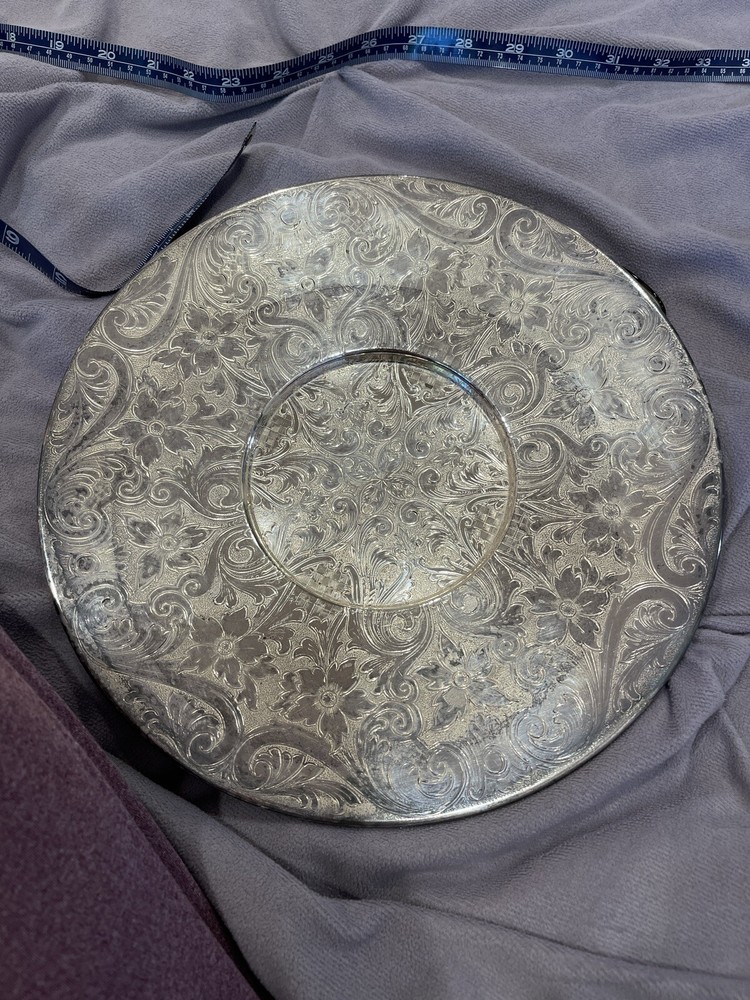 Antique Silver on Copper Academy Engraved Plate 10.5"