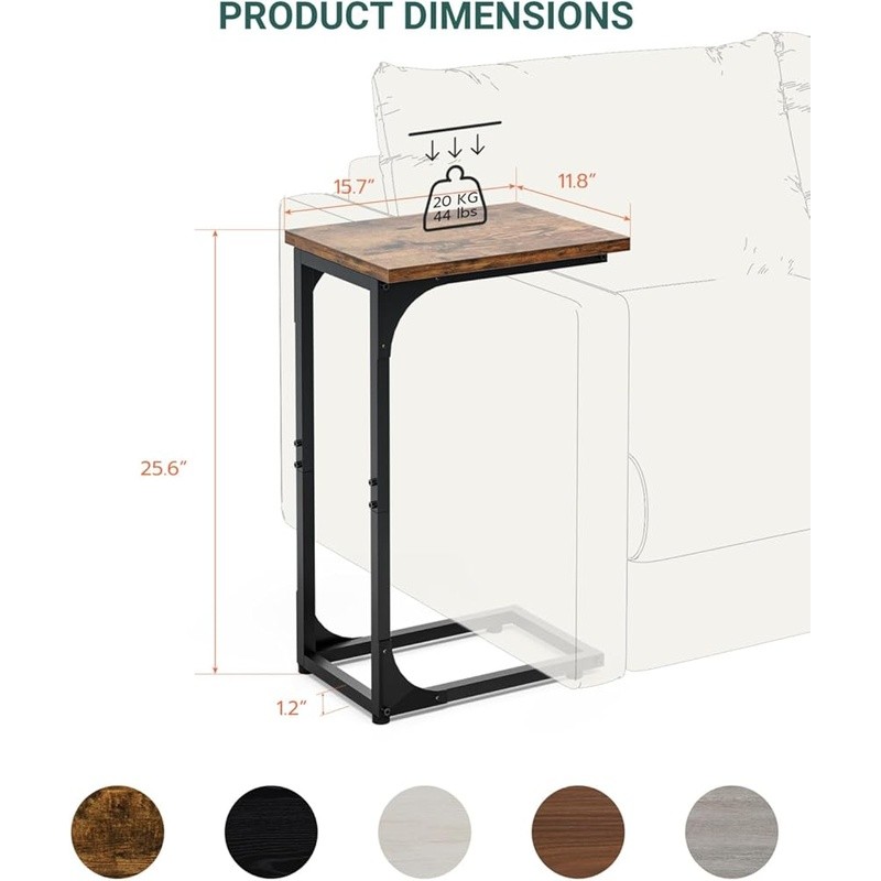 C Shaped Side Table Small Couch Tray Desk Waterproof Scratch Resistant End Table