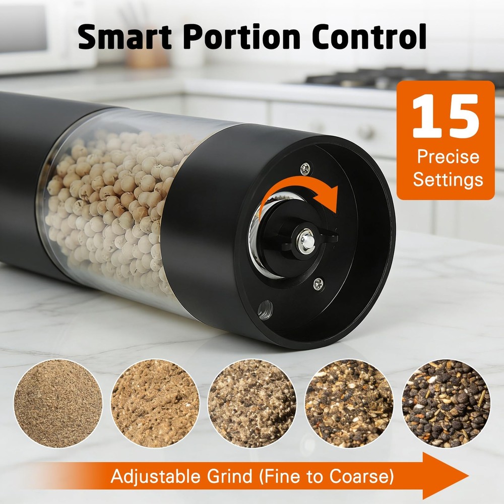118ml Large Capacity Salt,Pepper and Spice Grinder,USB-Rechargeable Automatic...