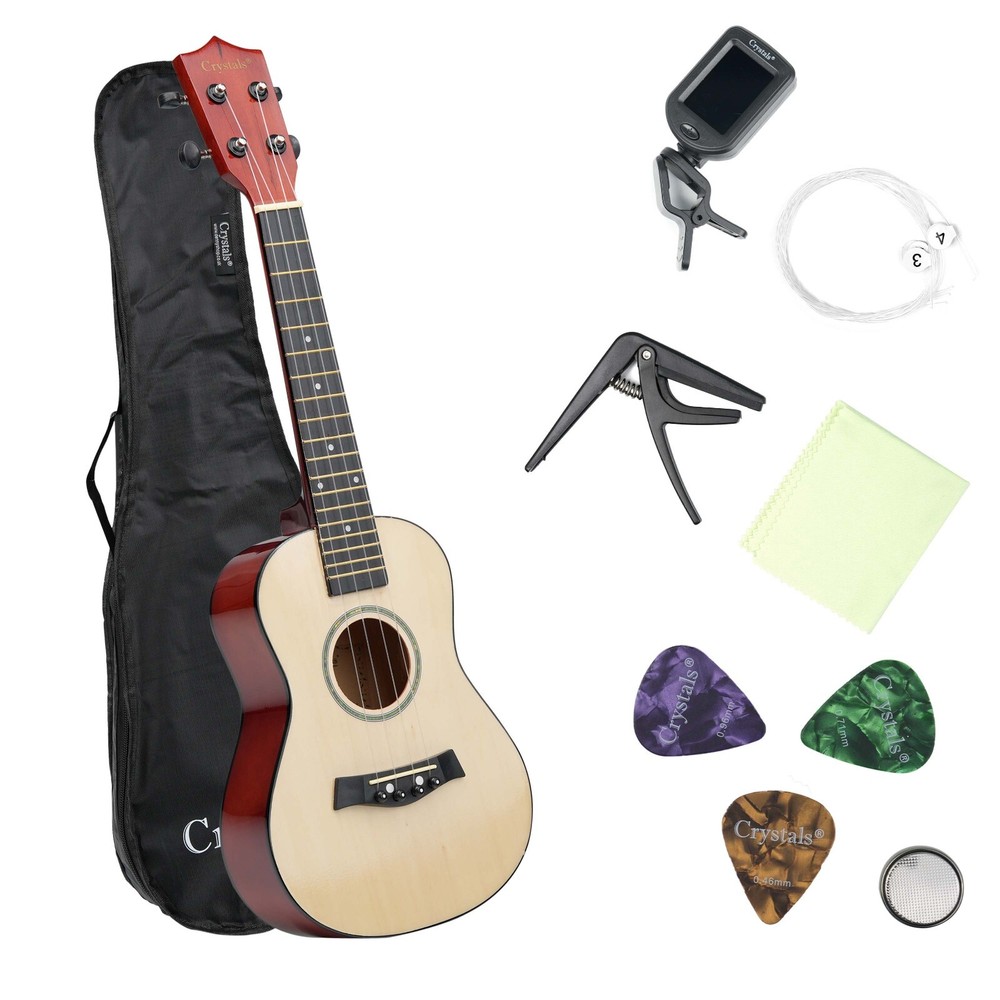 23" Concert Beginners Ukulele with Felt Pick & Spare Strings – Black