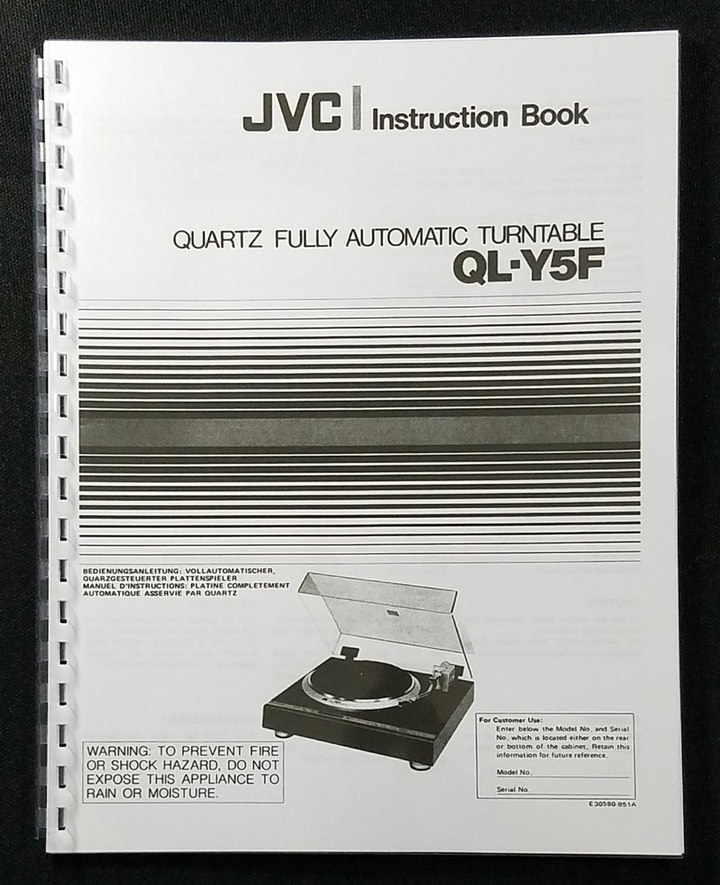 JVC QL-Y5F Turntable Owners Manual