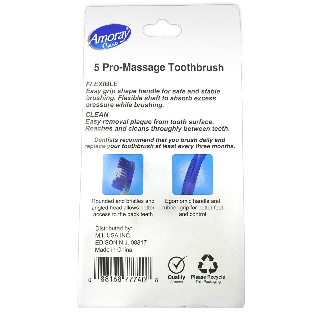 15Pk Toothbrushes Standard Classic Multicolor Medium Soft Manual Toothbrush Bulk