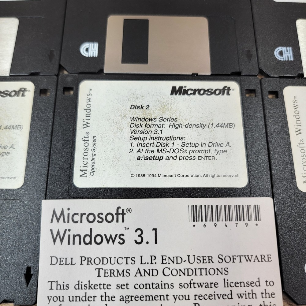 Microsoft Windows 3.1 Setup Disks (Complete 6-Disk Set, 3.5" Floppy, 1992)
