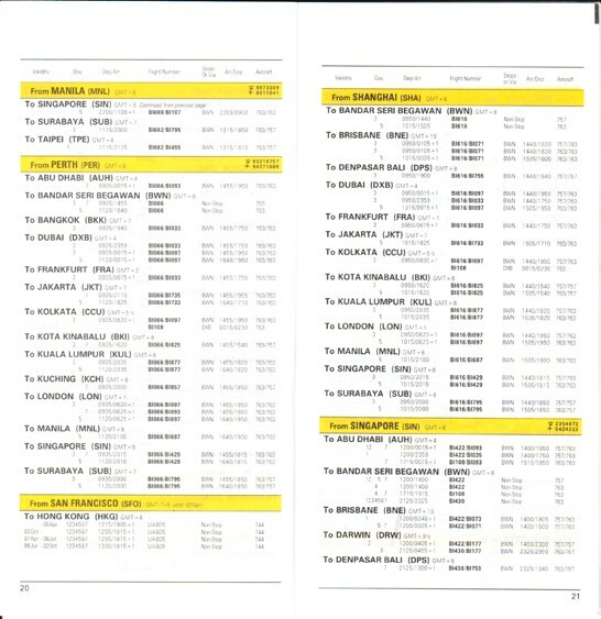 Royal Brunei timetable 2002/03/31
