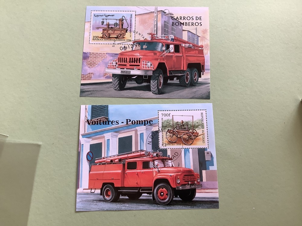 Fire Fighting Automobile Vehicles  2 stamp sheets R49664