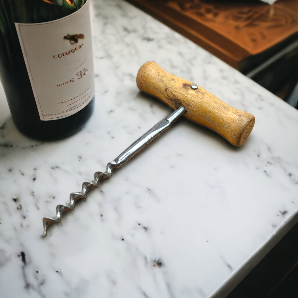 Vintage Wood Handle Corkscrew Wine Cork Puller Made In Germany Barware