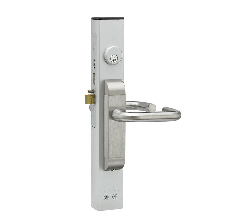 Dual Force Interconnected Deadbolt/Deadlatch Low Profile Trim with Round Handle