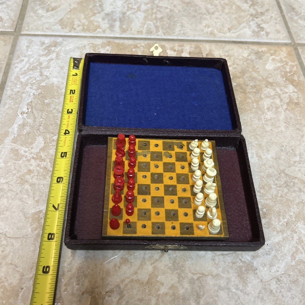 Vintage Small Travel Chess (2 Missing)