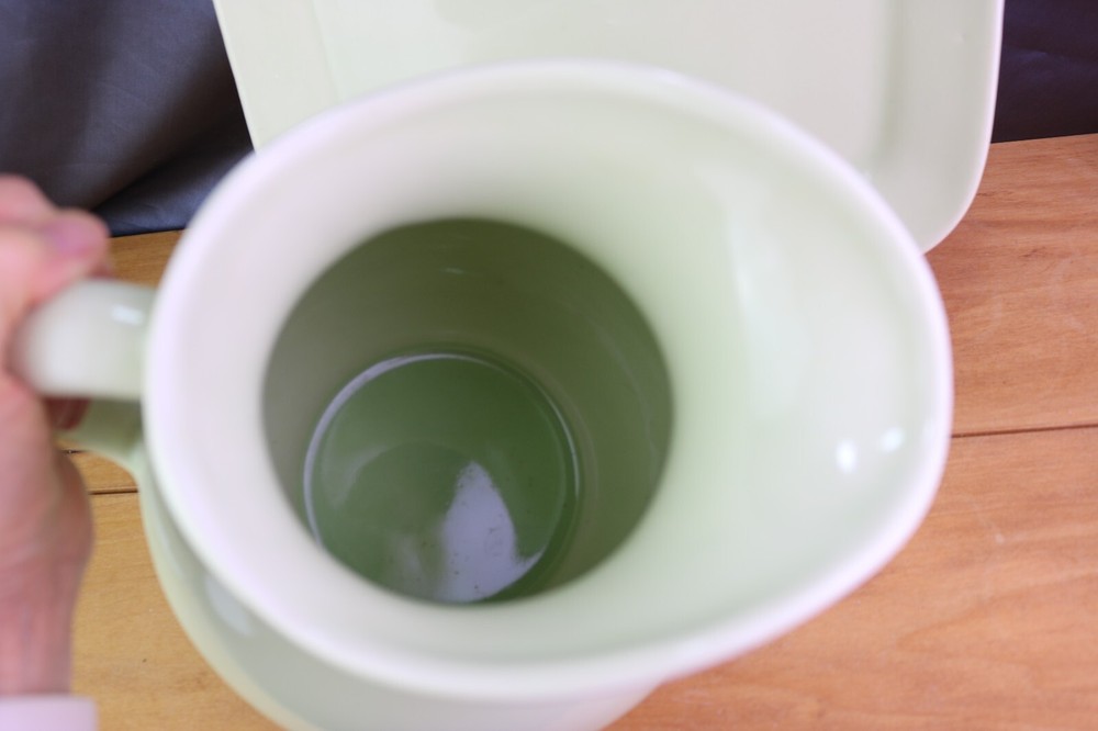 Hartstone Chartreuse Smooth Pitcher Sugar Bowl Lid Rectangle Tray Dinnerware USA