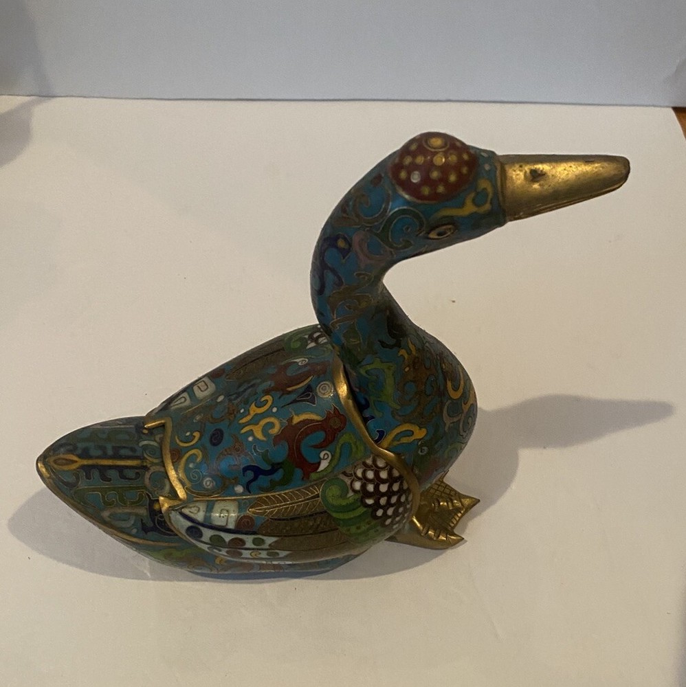 Vintage Beautiful Cloisonné Duck Censer