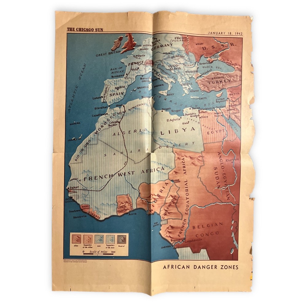 Chicago Sun - WWII - War Map (1942)
