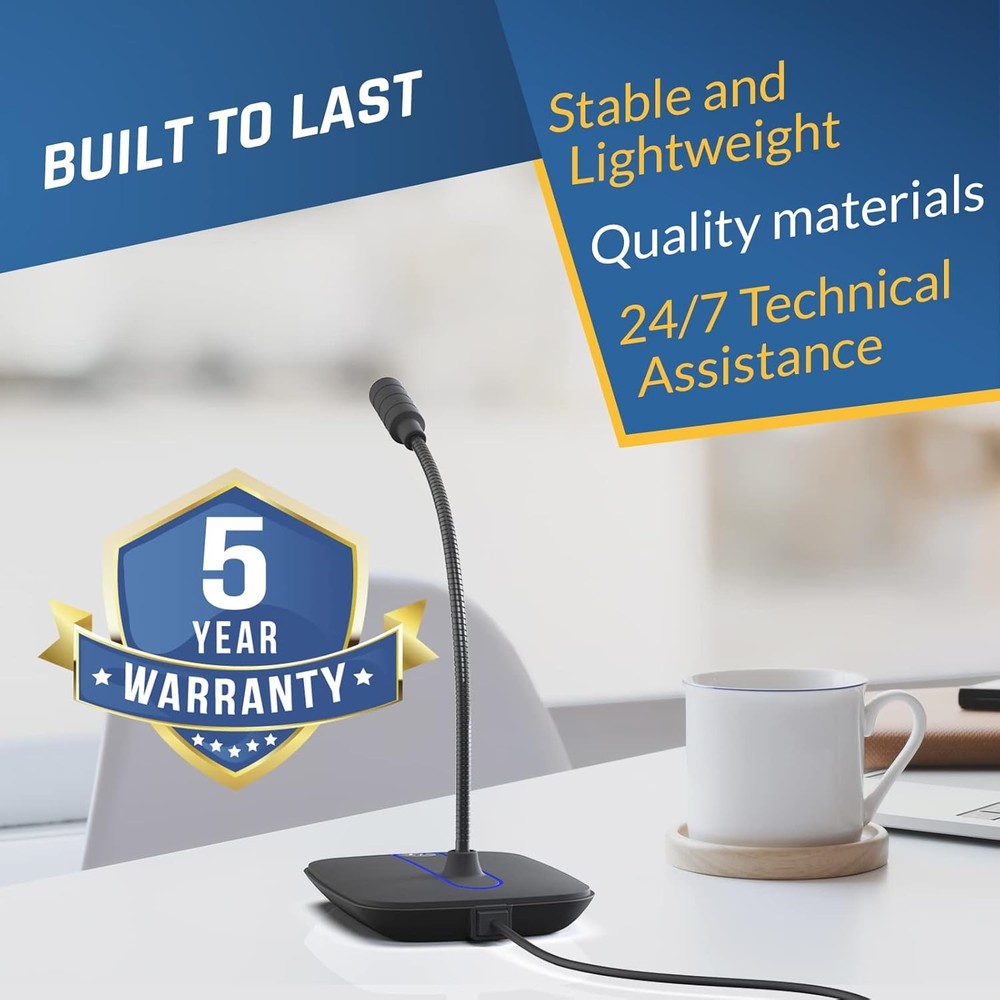 KLIM C4 Computer Microphone with Mute Button - USB Mic for Computer and Console