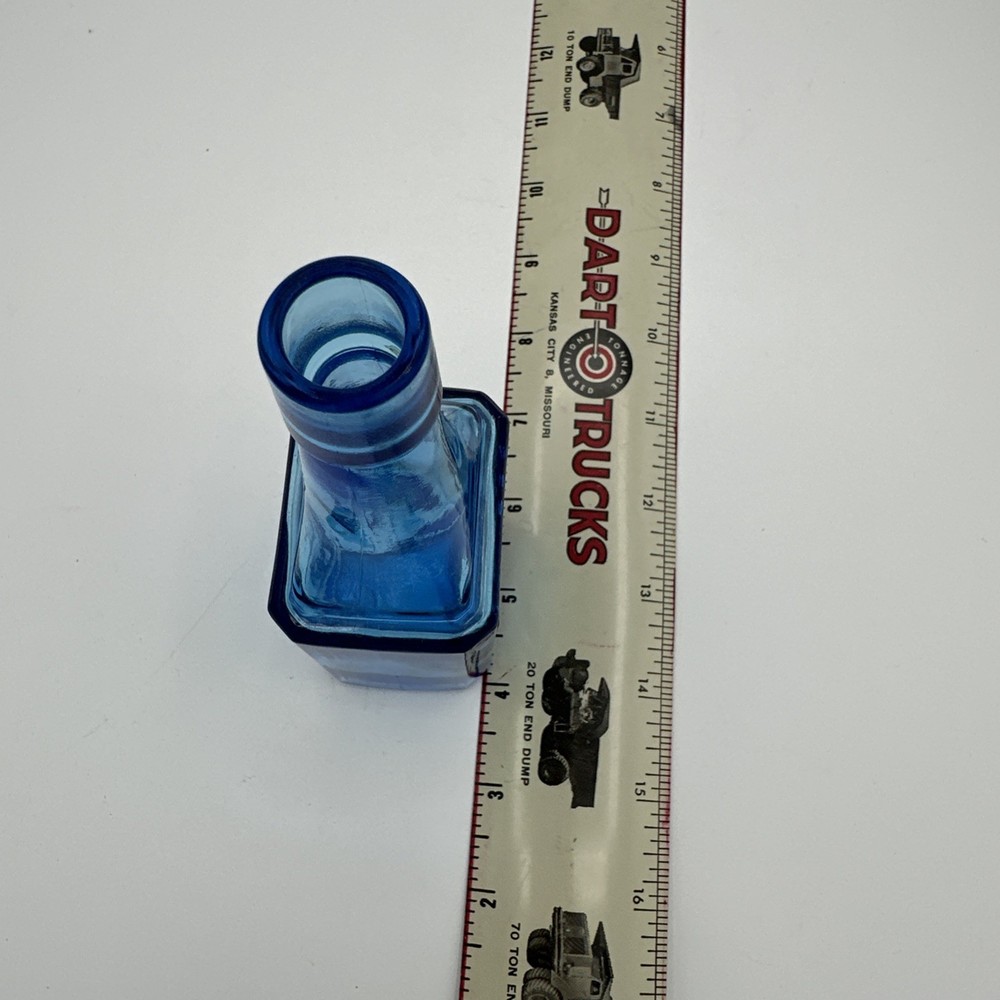 Blue Bitters Bottle Wheaton NJ 6" H 2" Base