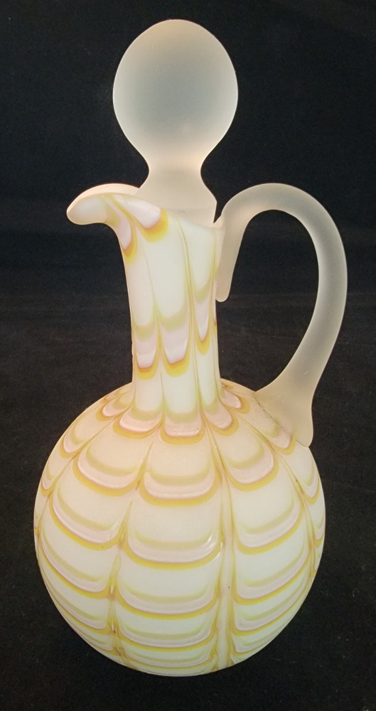Hand Blown Cruet - Pink / Green / Peach  - Pulled Design