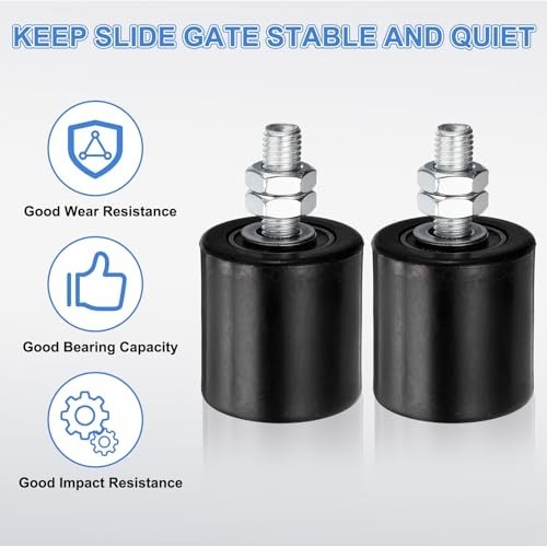 4Pcs 2" Nylon Slide Gate Guide Rollers, Universal Ball Bearing Support for Slidi