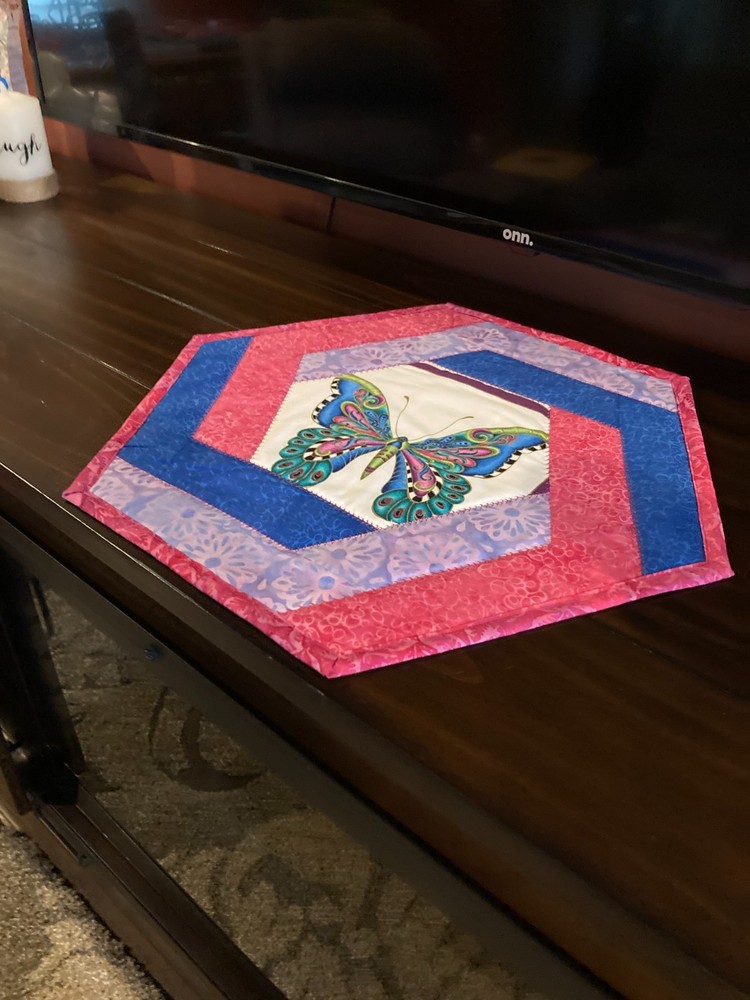 June Colorful Butterfly Hexagonal Table Topper