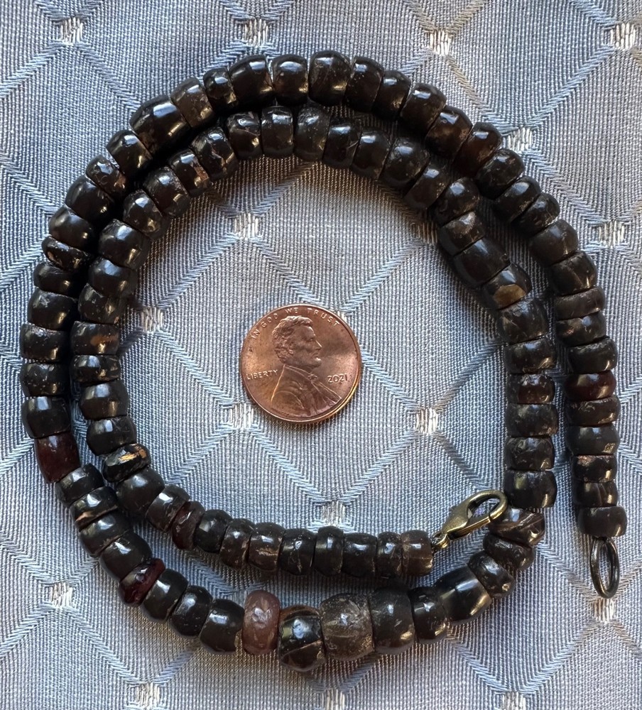 (B) Ancient Neolithic RARE Black Agate Stone Beads  Necklace