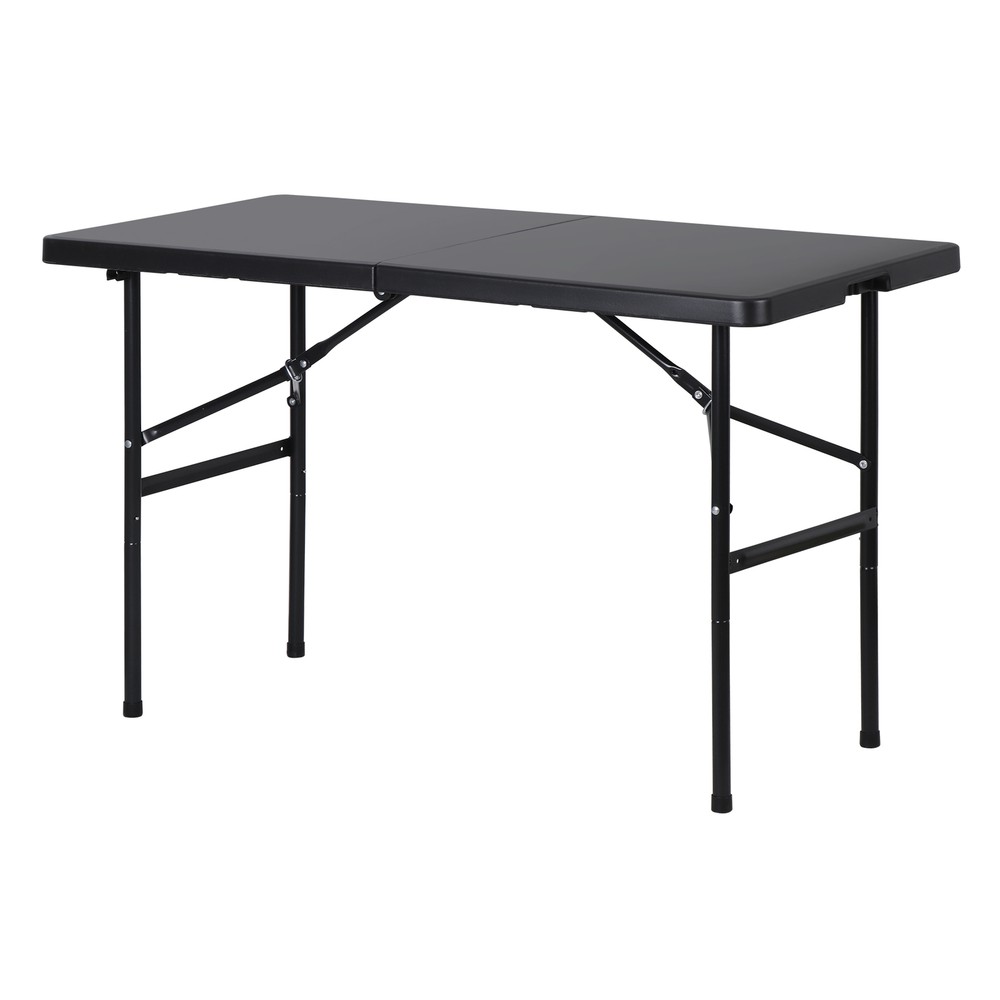 2PCS Folding Table 4FT Fold-in-Half Utility Dining Table for Camping w/ Handle