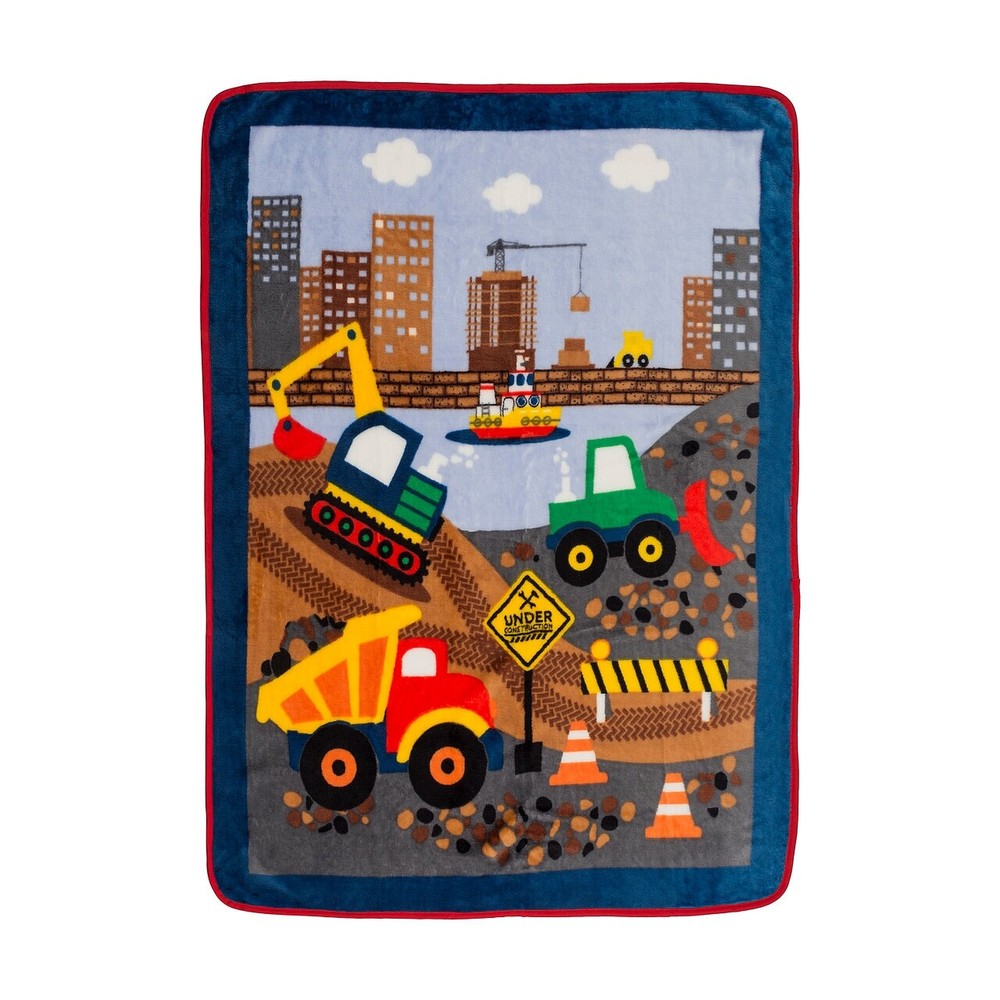 Construction Vehicles Themed Toddler Boy's Soft Blanket Throw, 30" X 40"