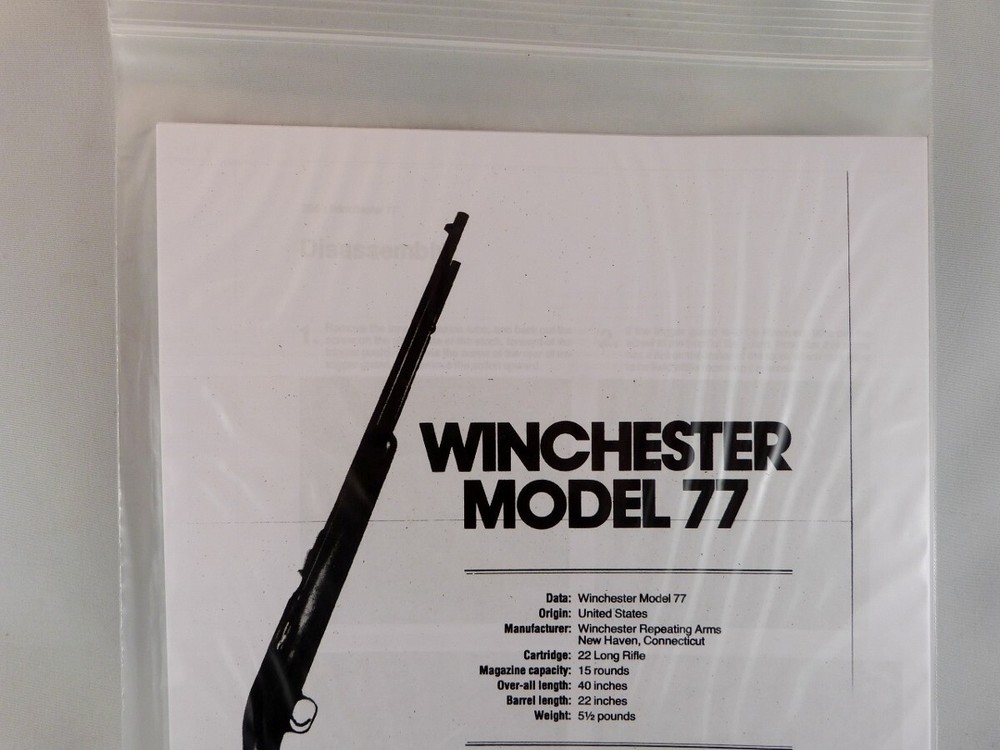 WINCHESTER MODEL 77 RIFLE BREAK DOWN INSTRUCTION KIT a