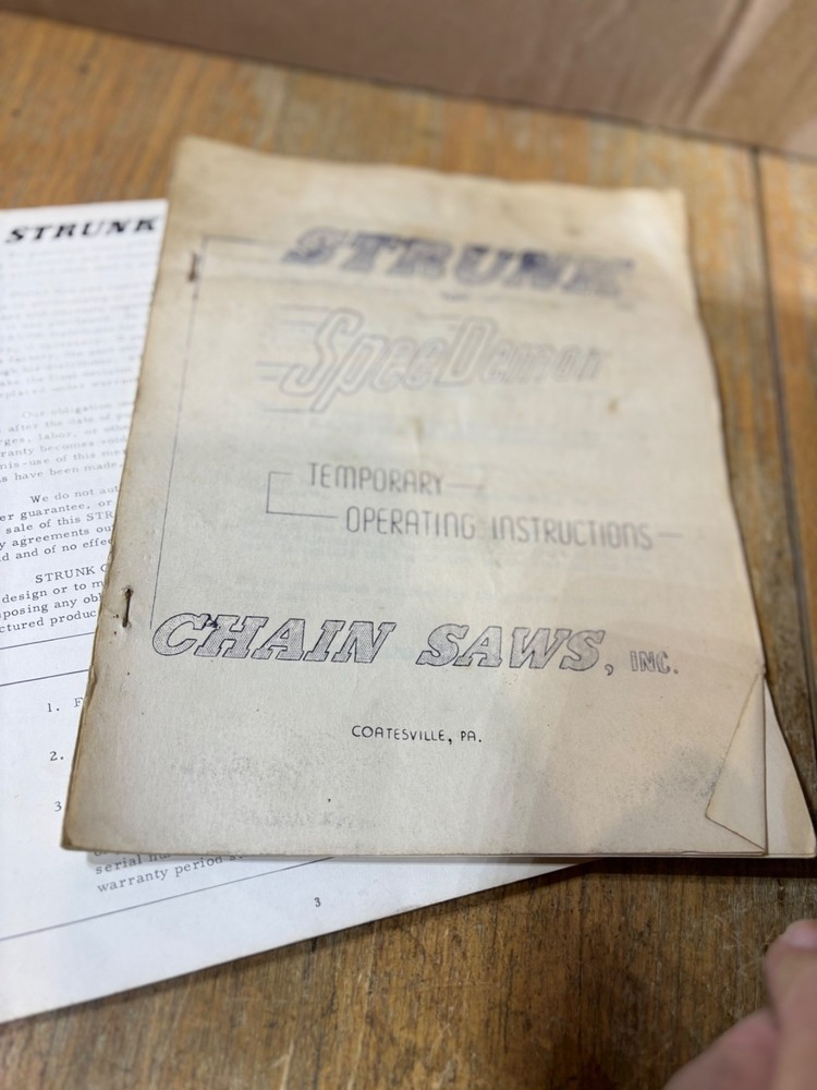 Strunk chainsaw Manual Price list brochure