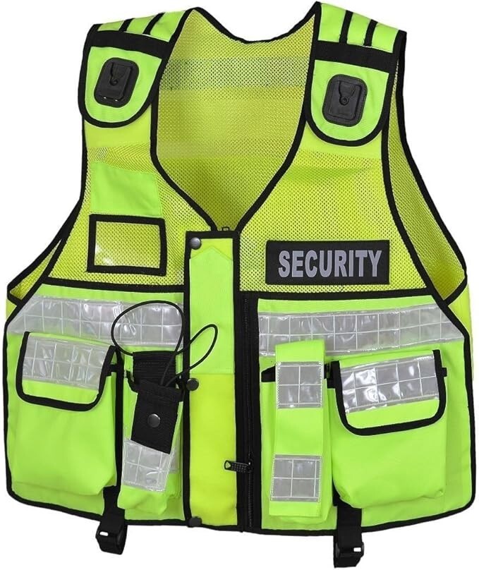 High Visibility Security Vest with Reflective Stripes - Ideal for Safety