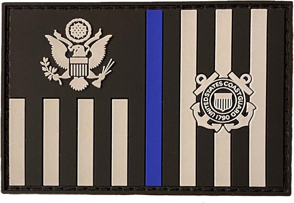 USCG Subdued Thin Blue Line Ensign - PVC Morale Patch with hook backing
