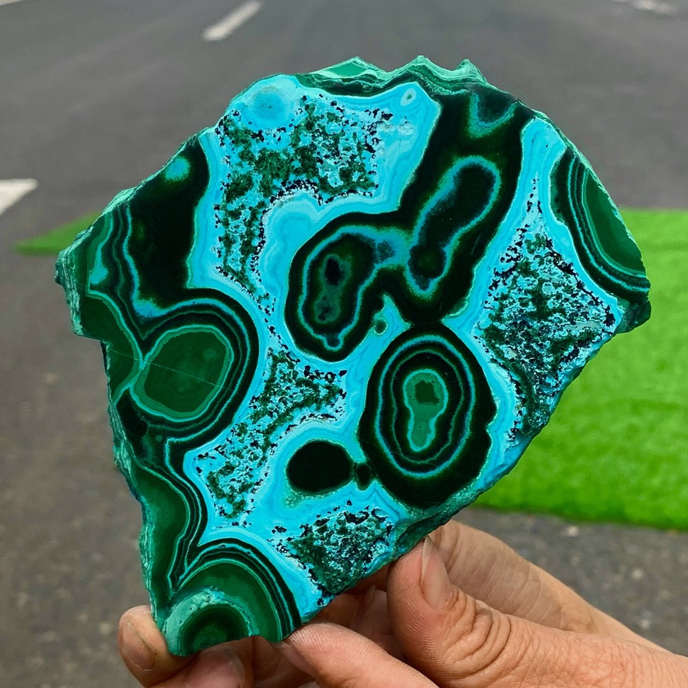 394G Natural Chrysocolla/Malachite transparent cluster rough mineral sample