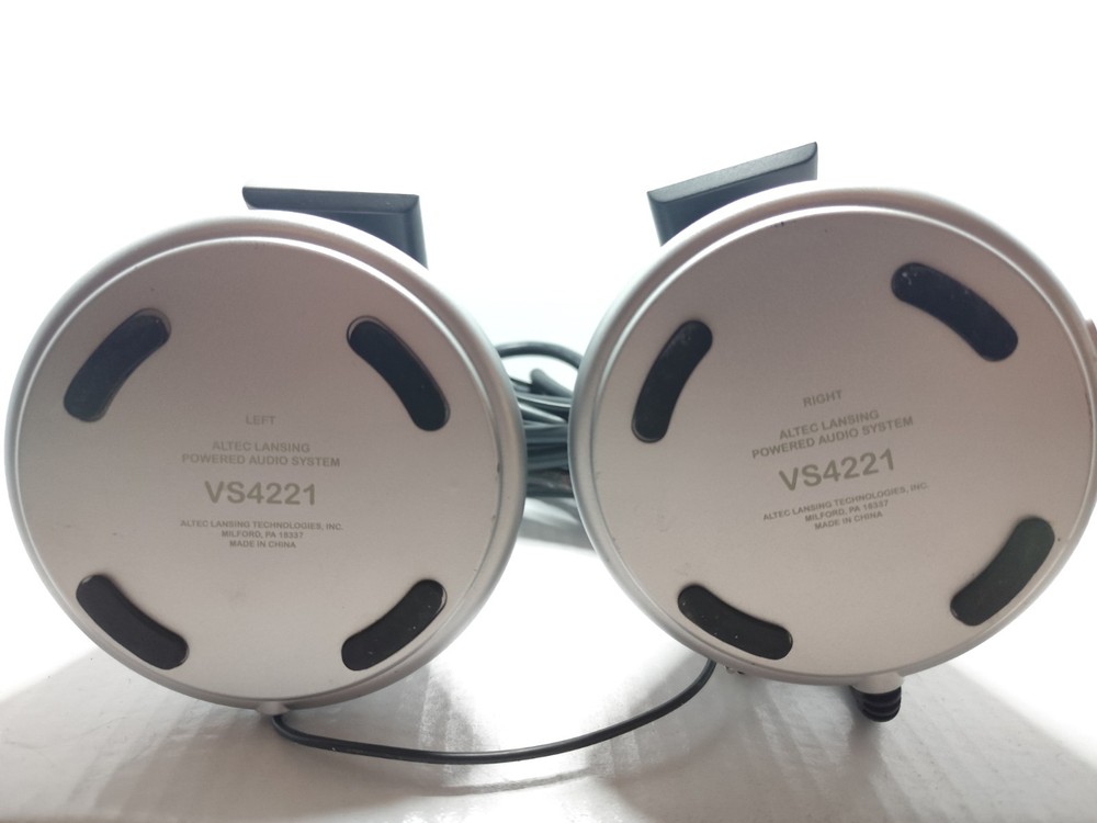 Altec Lansing - Desktop Speaker Set Silver Black Wired Computer Speakers VS4221