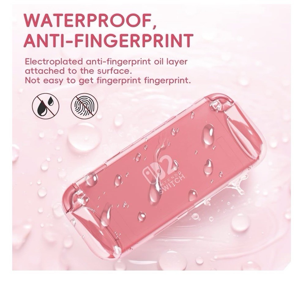Nintendo Switch 2 Slim Clear Pink Protective Shell