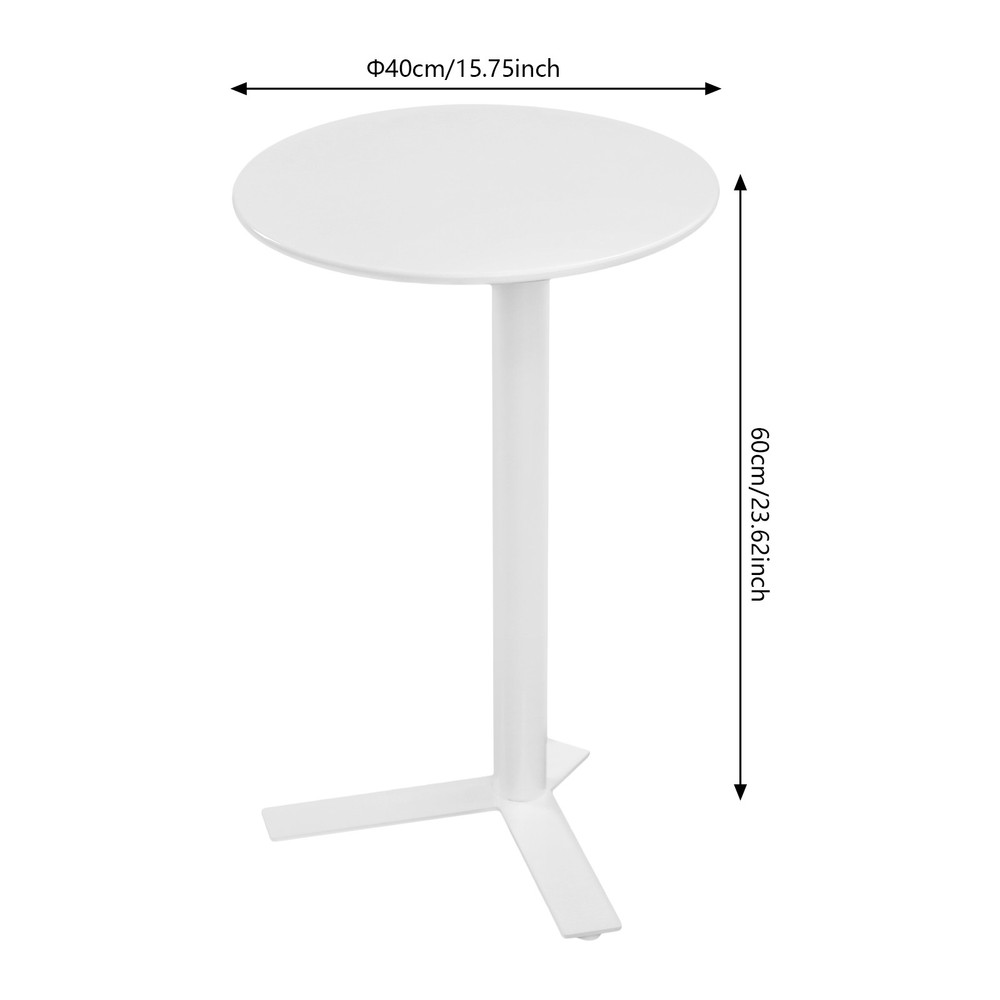 White Iron Round Side Table Modern Couch End Table Nightstand With Y-shaped Base