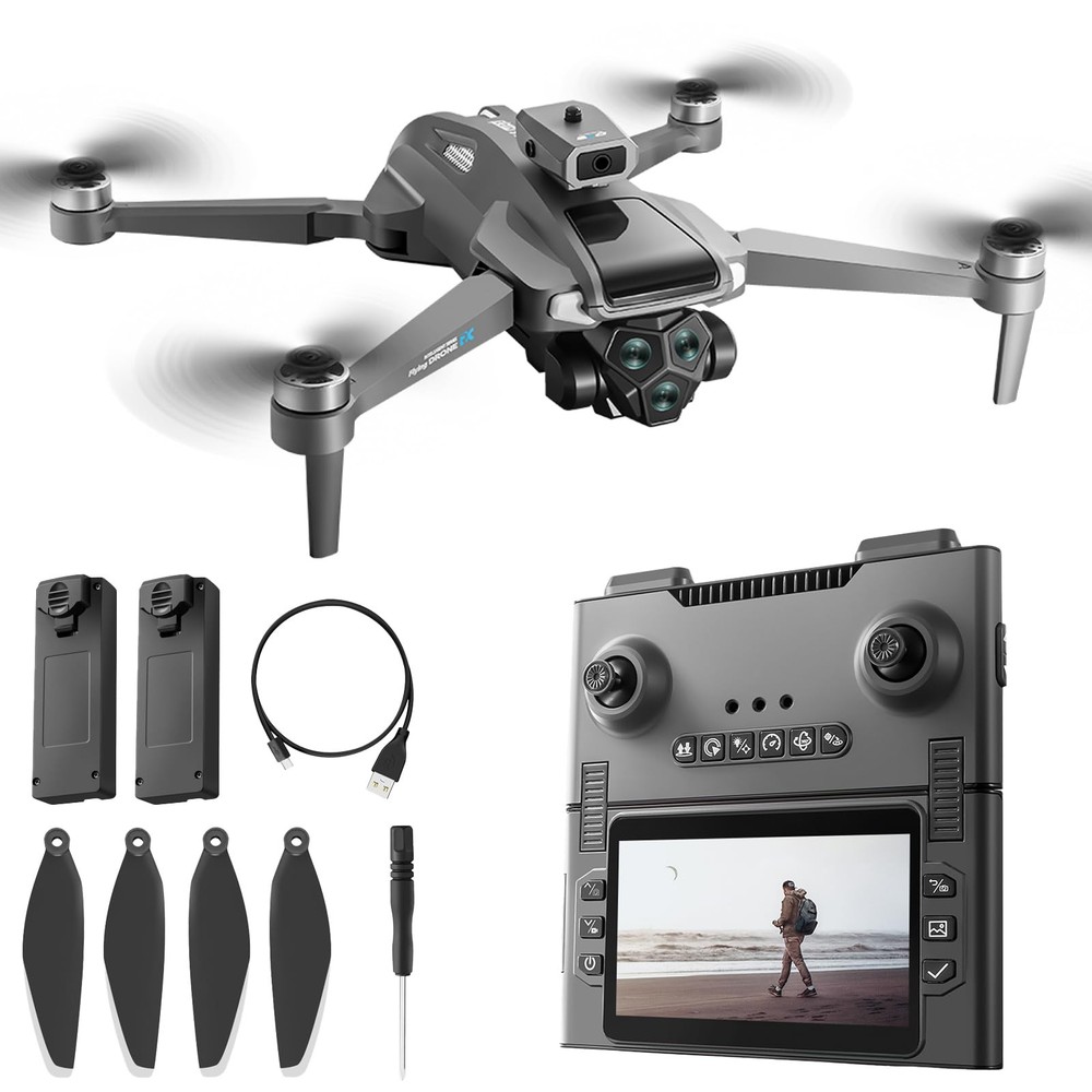 M66 Drone with New Foldable Remote Control with Screen, Two-batteries, Brushl...