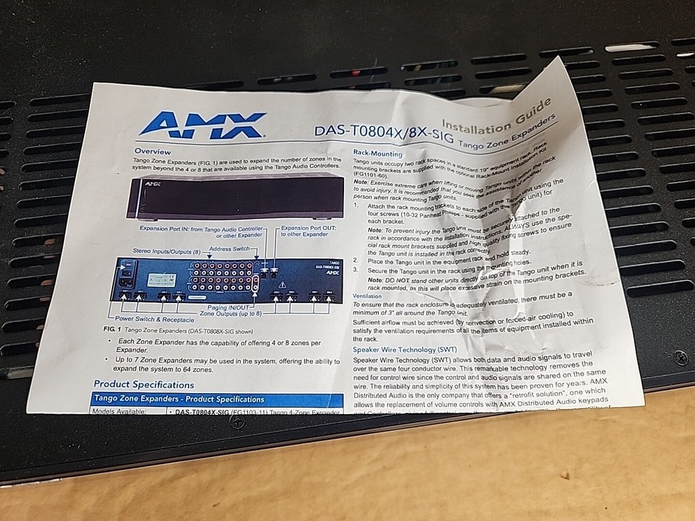 AMX Tango DAS-T0804-SIG Audio Controller 8 Zone Demo Model Black 4 Zone WORKING