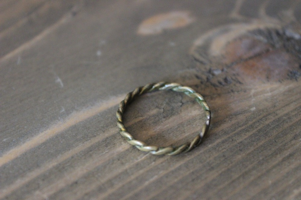Antique Primitive Brass Wedding Band Size 7.25