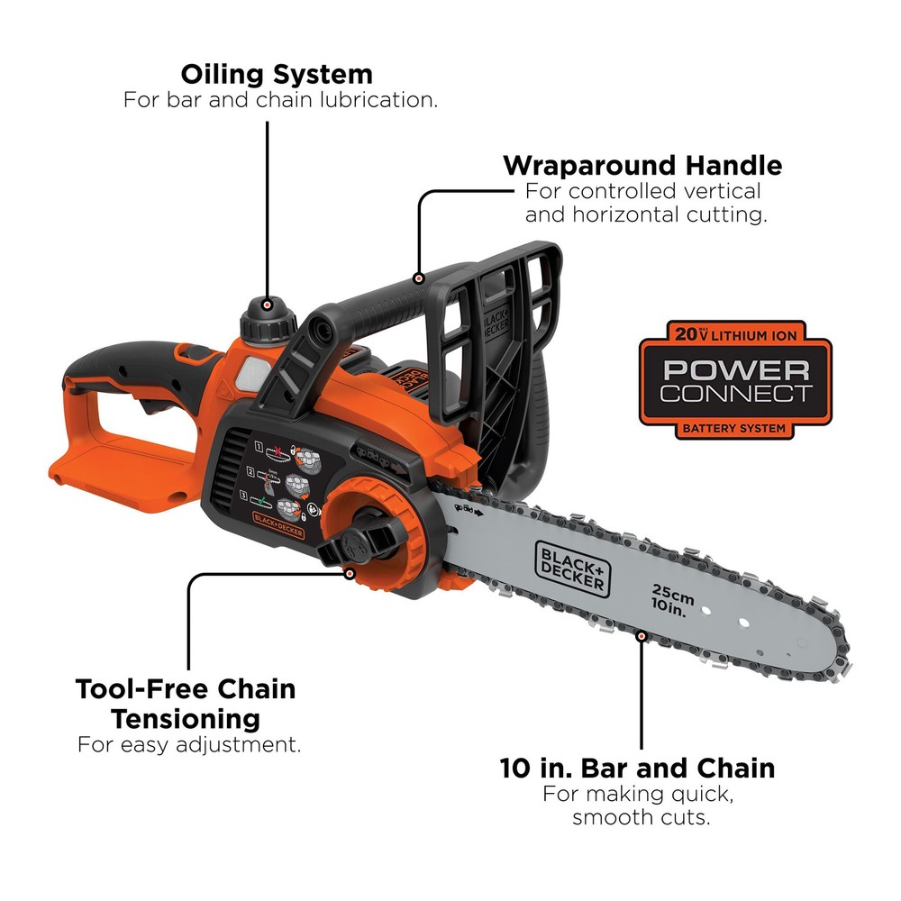 BLACK+DECKER 20V Max* Lithium 10 In. Chainsaw - LCS1020