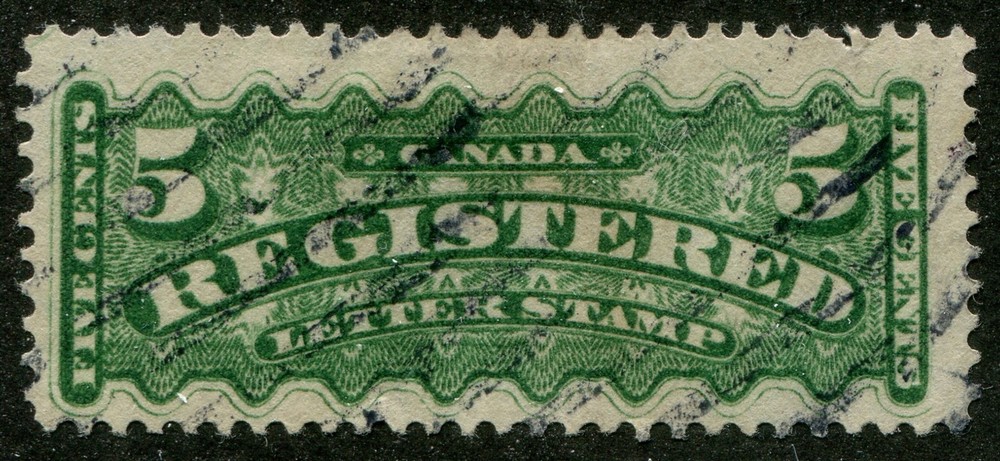 Canada B.O.B. F2iii Used Registration Stamp, Missing Frameline