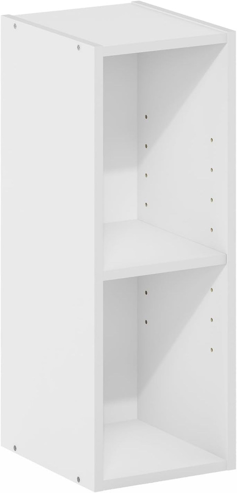 2-Tier Space Saving Storage Shelf Bookcase, 8-Inch Width, White
