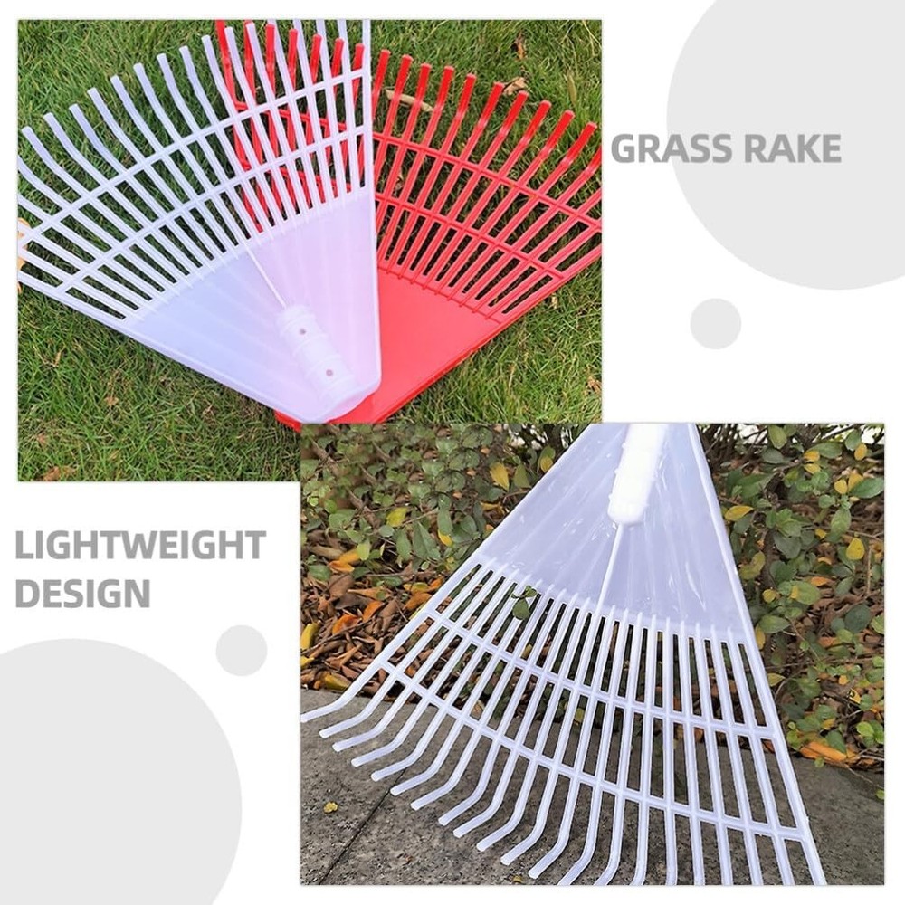 Heavy Duty Leaf Rake for Lawns Lightweight Plastic Efficient White