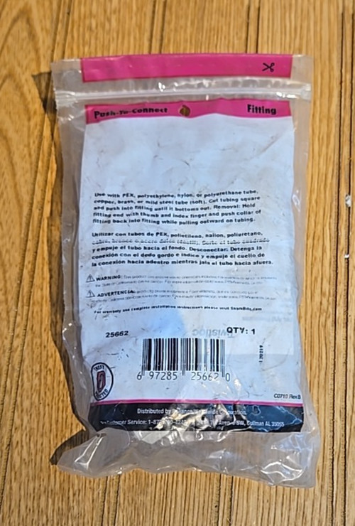 SharkBite 25662 250 PSI Plastic Straight Stop Valve 1/2 Push x 1/2 FPT Dia. in.