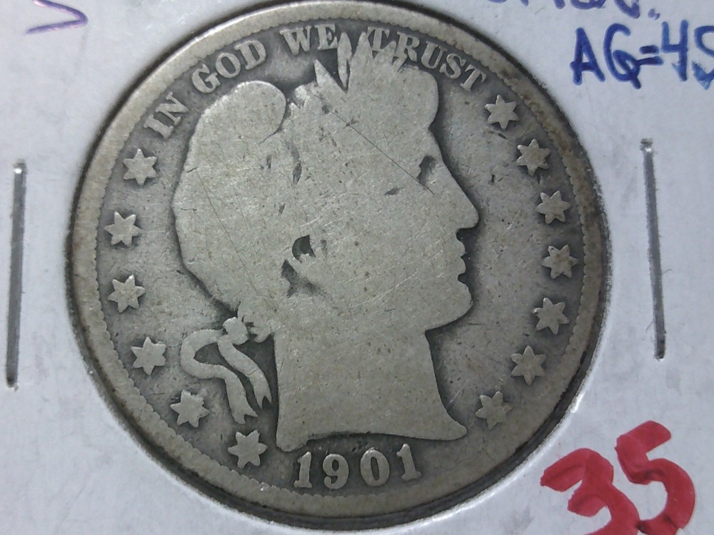 1901-S Barber HAlf Dollar D9/Ds