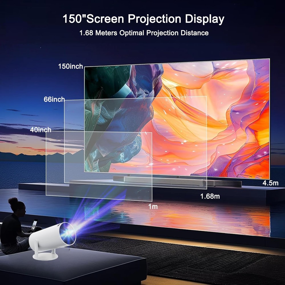 ProjectorMini Projector with Wifi and Bluetooth With Android 11Smart Protable...