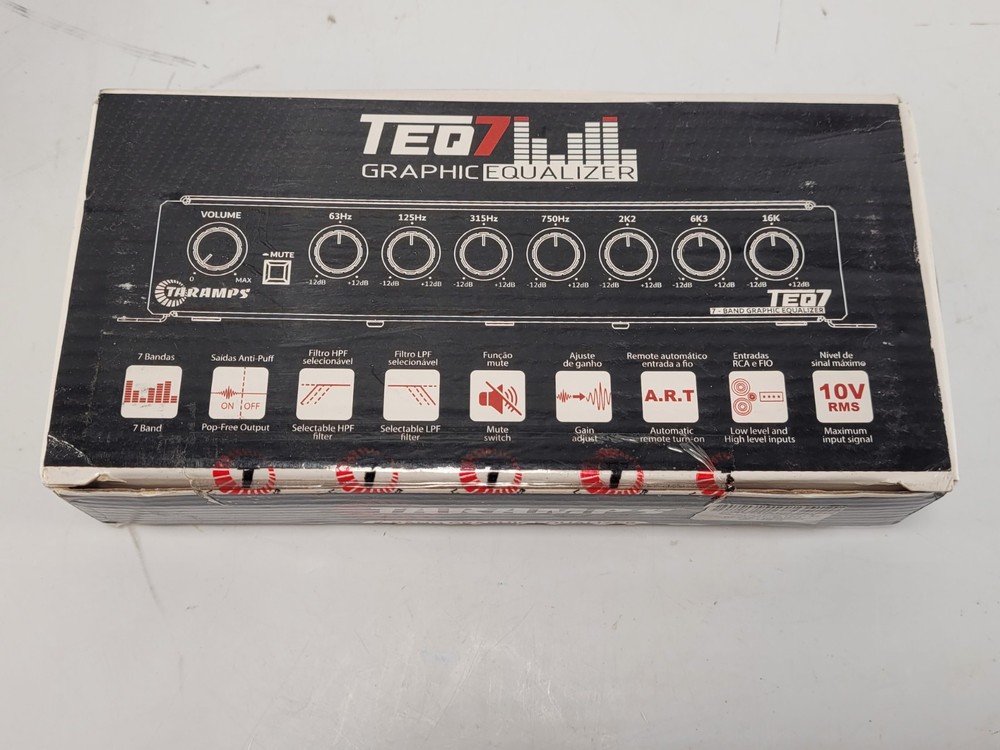 TEQ 7 Stereo 7-Band Graphic Equalizer RCA Input 2 Channels HPF and LPF Filter