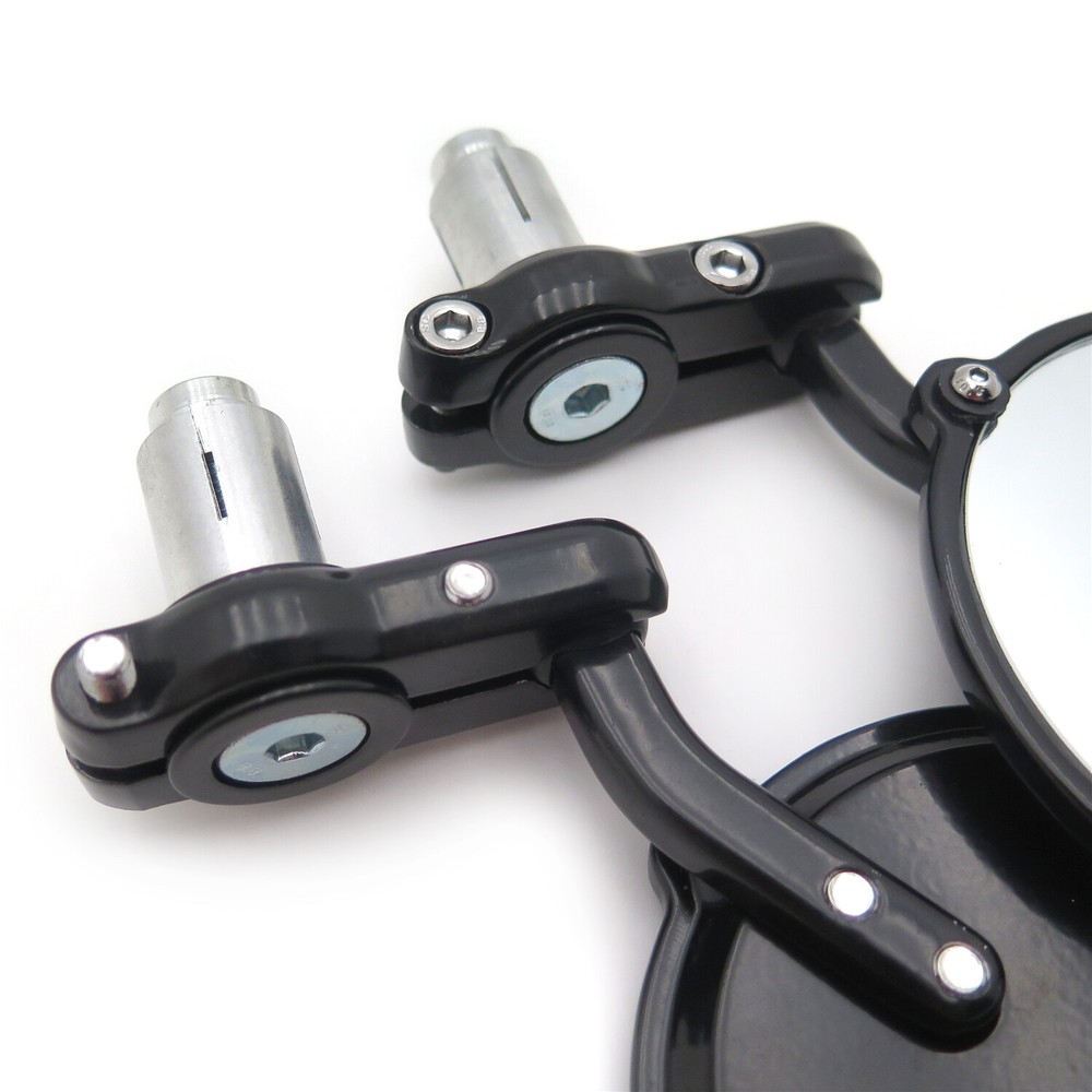 HongK Motorcycle Round 1" Universal Black Foldable Handle Bar End Side Mirror