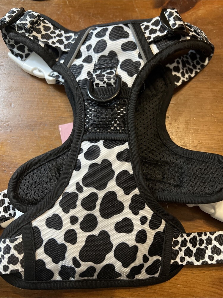 Big & Little Dogs Black And White Cow Pattern Harness Size Medium