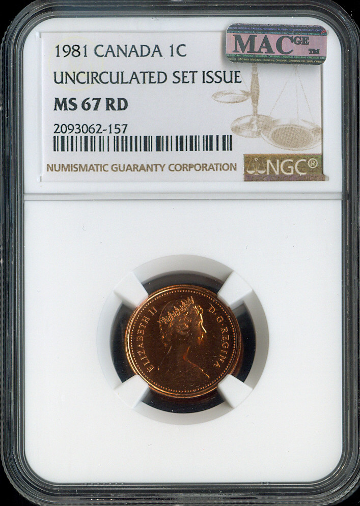 1981 Canada Small Cent NGC MS67 RD MAC - Quality.