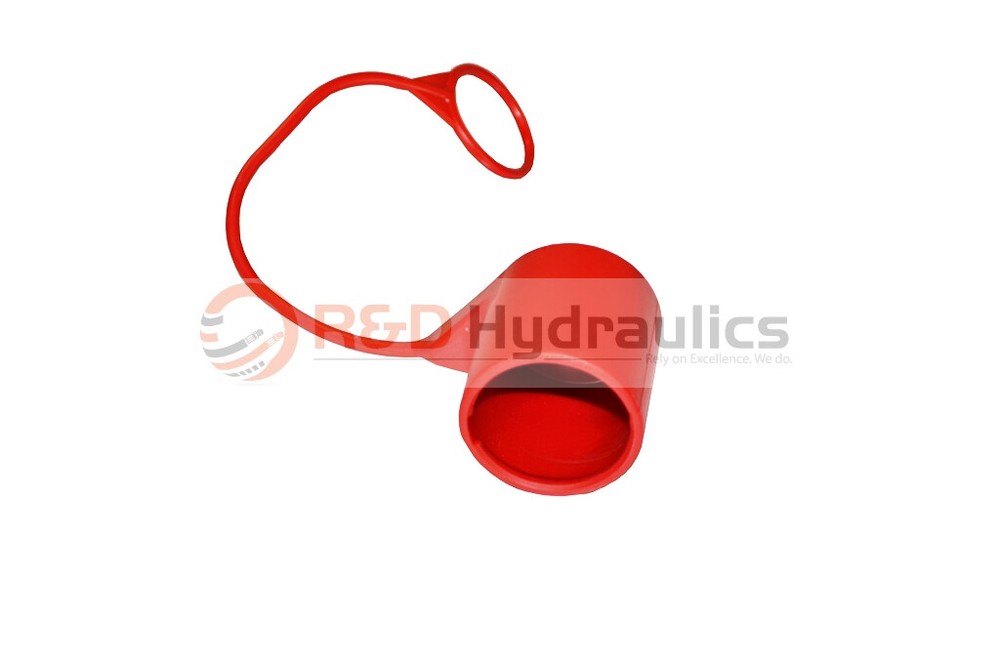 Hydraulic Quick Coupler | ISO 16028 | Flat Face | 1/2" Dust Cap Set | Red | 4 PK