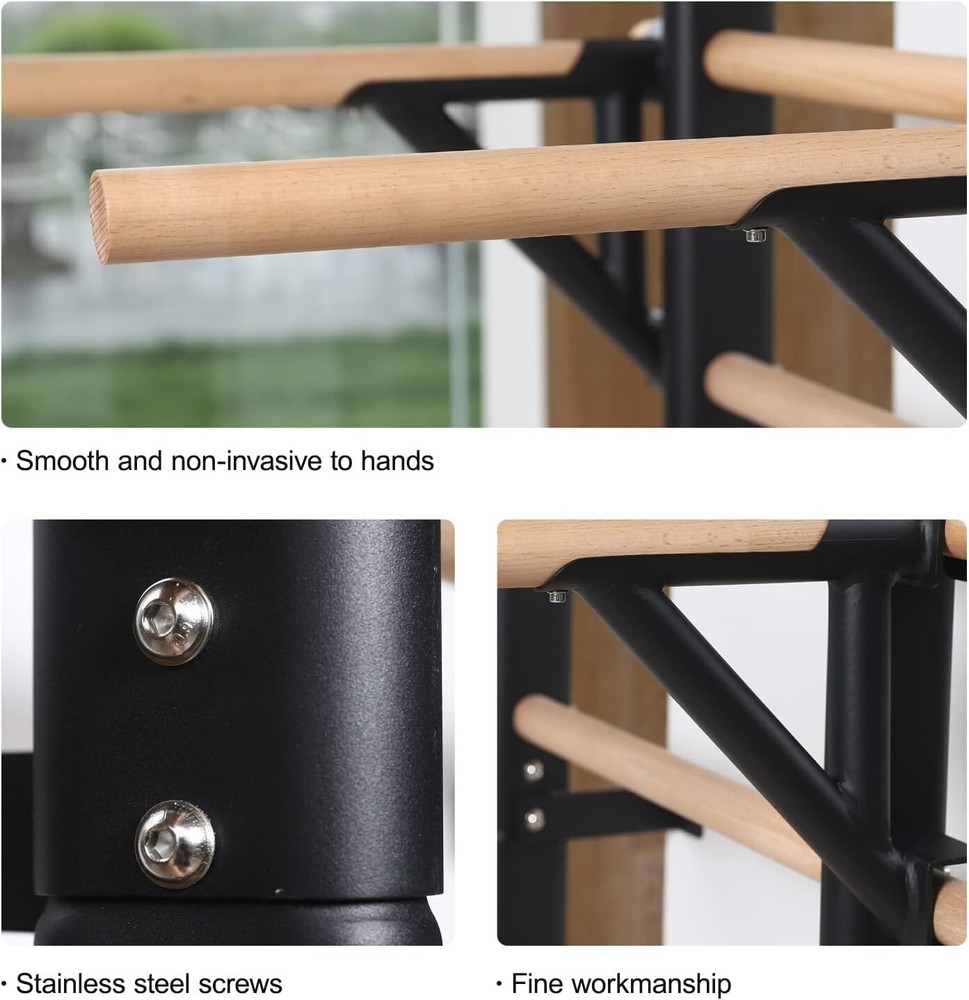 DHT DW-S Adjustable Parallel Dip/Pull-up Bar Assembly for WA2 Stall Bar Home Gym
