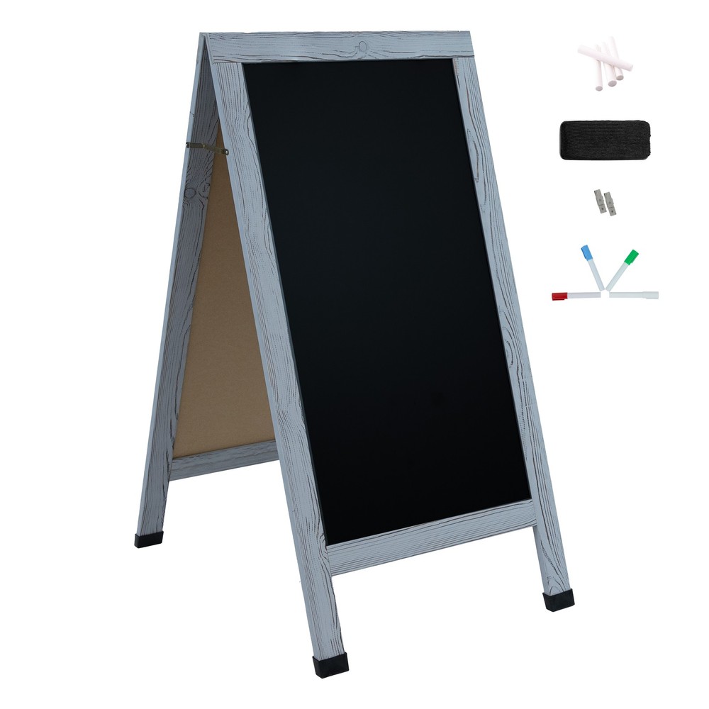 A-Frame Double Magnetic Chalkboard - Graywashed by Sunnydaze