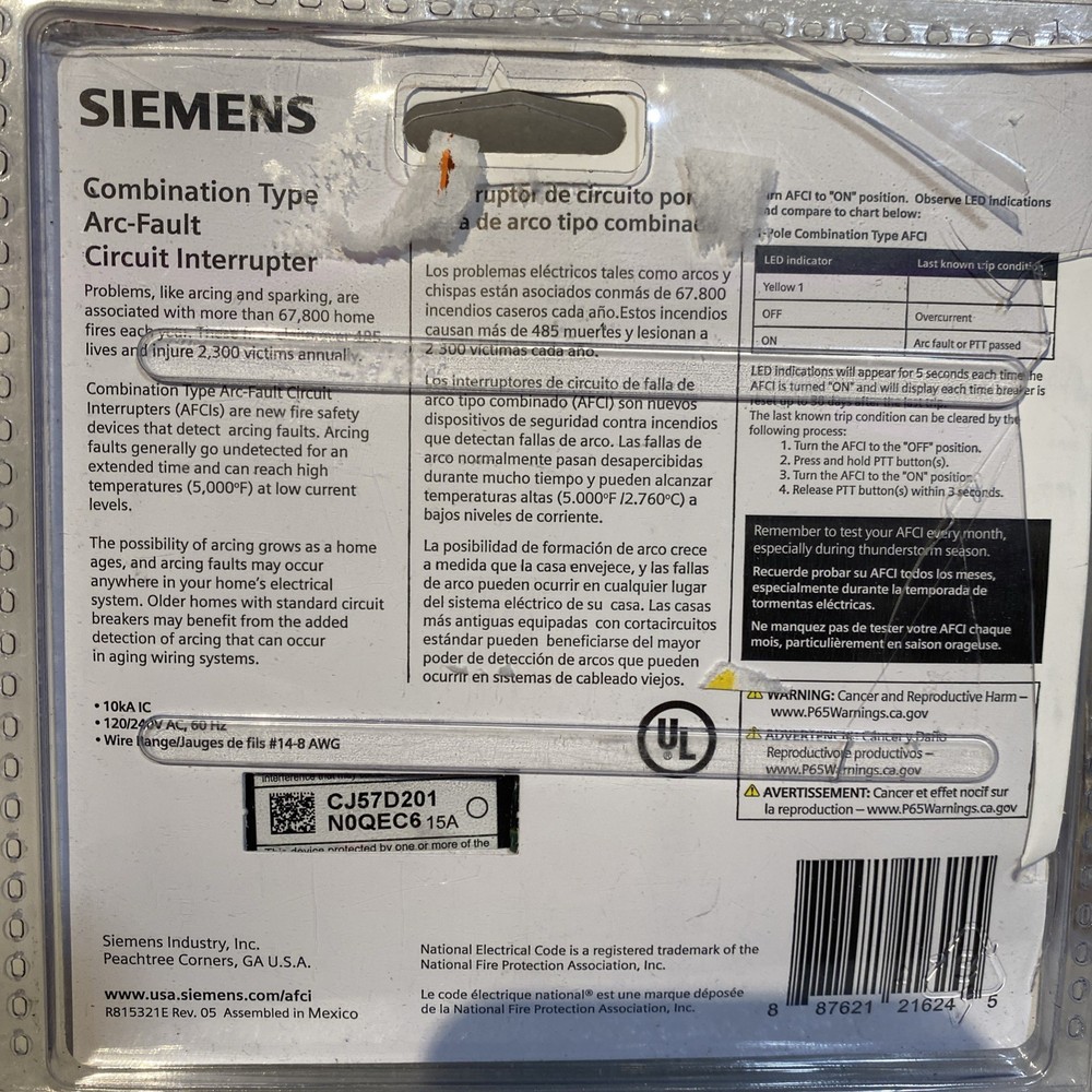 2 Pack Siemens QA115AFCP